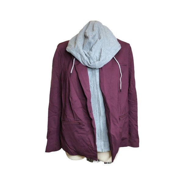Torid Jacket Layered Hoody Burgundy Gray Stretch Womens 2 Zippered Pockets Darts - Picture 1 of 16
